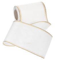 Article Ruban moiré élégant avec bordure dorée, décoration de mariage, ruban de deuil, blanc 150 mm x 25 m