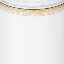 Article Ruban moiré élégant avec bordure dorée, décoration de mariage, ruban de deuil, blanc 150 mm x 25 m