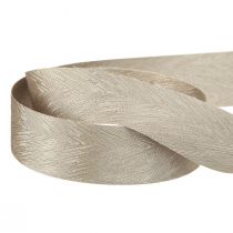 Article Ruban de soie élégant avec imprimé plumes en argent - parfait pour les décorations festives largeur 25mm longueur 15m