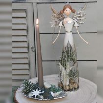 Article Figurine ange en métal, lanterne de Noël H31,5cm