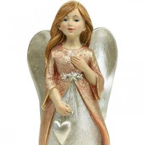 Article Figurine d'ange ange gardien ange de Noël avec coeur H19cm 2pcs