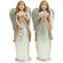 Article Figurine d&#39;ange ange gardien ange de Noël avec coeur H19cm 2pcs