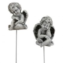 Ange gris Décoration funéraire sur pique 5-5,5cm 8 pièces