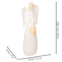 Article Figurine Ange avec Cœur en Céramique Crème 23 cm