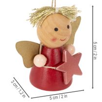 Article Décorations à suspendre anges en bois avec étoile 5 cm set de 9