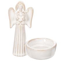 Article Figurines en céramique ange avec porte-bougie rond - Lot de 3, 10 cm
