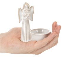 Article Figurines en céramique ange avec porte-bougie rond - Lot de 3, 10 cm