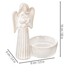 Article Figurines en céramique ange avec porte-bougie rond - Lot de 3, 10 cm