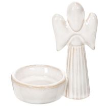 Article Figurines en céramique ange avec porte-bougie rond - Lot de 3, 10 cm