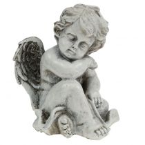 Article Figurine commémorative ange endormi gris 16cm 2pcs