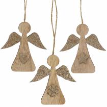 Cintre décoratif en bois ange paillettes 10cm 12 pcs