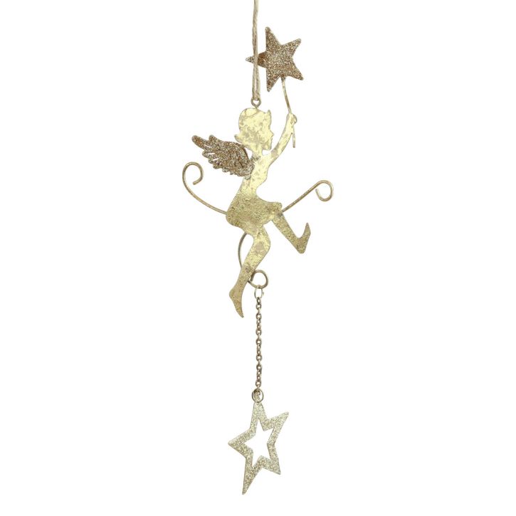 Article Pendentif ange étoile décoration de Noël à suspendre H28cm 3 pièces