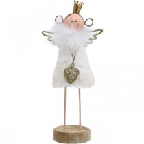 Article Figurine ange décoration de Noël bois métal blanc doré H20,5cm