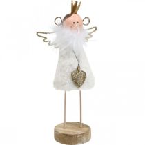 Figurine ange décoration de Noël bois métal blanc doré H20,5cm