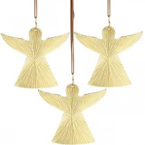Ange décoratif, pendentif en métal, décoration de Noël doré 9 × 10cm 3pcs