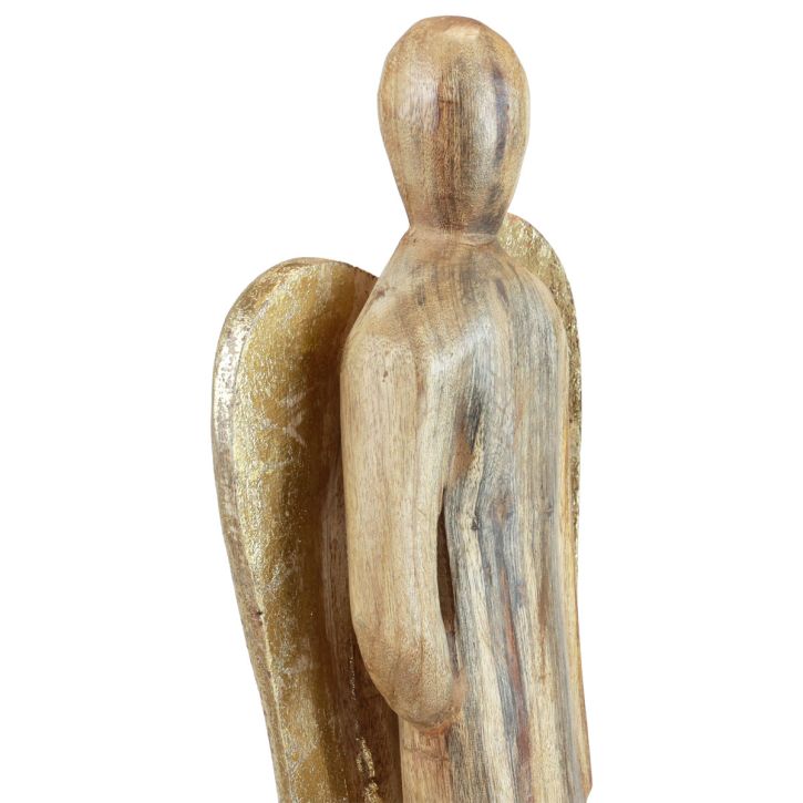 Ange en bois figurine en bois décoration d&#39;ange or naturel 17×9,5×58cm