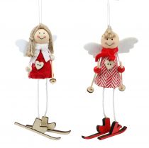 Article Ange comme figurine décorative 15cm rouge, blanc 4 pièces