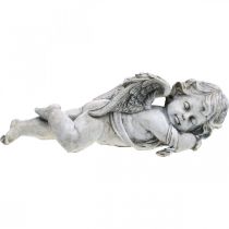 Décoration funéraire ange endormi tombe ange gris polyrésine 39×14x13cm