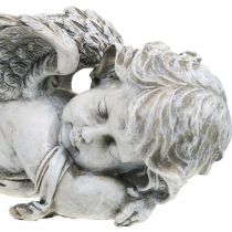 Décoration tombe ange endormi Tombe ange gris polyrésine 39×14x13cm