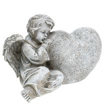 Ange avec coeur gris 11,5cm × 9cm × 6,5cm 2pcs