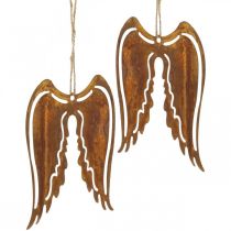 Ailes d&#39;ange métal déco cintre patine décoration 19,5cm 3pcs