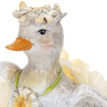Article Figurine décorative de canard en robe à fleurs, accessoire de décoration printanier ou estival, 11 cm, lot de 2.