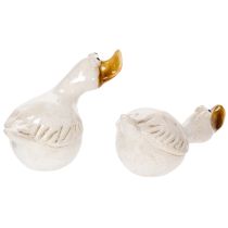 Article Set de 2 figurines décoratives canards en céramique blanche 13 cm