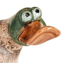 Article Figurines décoratives canards en céramique marron et vert 15 cm - Lot de 2