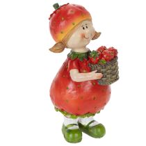 Article Figurine décorative « Fille aux fraises » pour la décoration estivale, adorable statuette pour le salon et le balcon, 18 cm