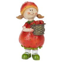 Article Figurine décorative « Fille aux fraises » pour la décoration estivale, adorable statuette pour le salon et le balcon, 18 cm