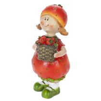 Article Figurine décorative « Fille aux fraises » pour la décoration estivale, adorable statuette pour le salon et le balcon, 18 cm