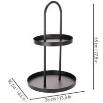 Article Étagère en métal ronde 58 cm noire deux niveaux