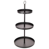 Article Étagère en métal noir à trois niveaux, 61 cm, pour décoration de table et rangement
