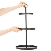 Article Étagère en métal noir à trois niveaux, 61 cm, pour décoration de table et rangement