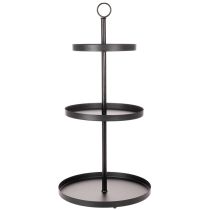 Article Étagère en métal noir à trois niveaux, 61 cm, pour décoration de table et rangement