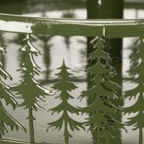 Article Etagère ronde en métal vert motif sapins trois niveaux 49 cm