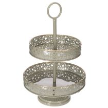 Article Etagère décorative à deux niveaux en métal avec motif étoilé, hauteur 49 cm