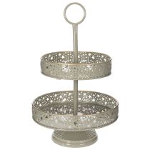 Article Etagère décorative à deux niveaux en métal avec motif étoilé, hauteur 49 cm