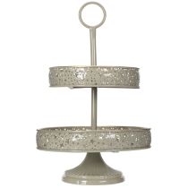 Article Etagère décorative à deux niveaux en métal avec motif étoilé, hauteur 49 cm