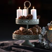 Article Etagère décorative à deux niveaux en métal avec motif étoilé, hauteur 49 cm