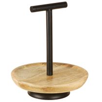 Article Etagère à un étage en métal et bois naturel noir 24cm