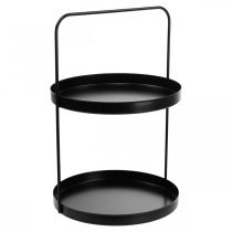 Présentoir à gâteaux plateau décoratif étagère de table métal noir H30cm Ø20cm