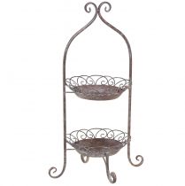 Article Etagere métal 2 niveaux marron blanc Ø25,5cm 63,5cm