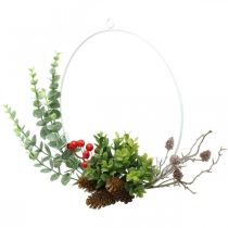 Article Couronne décorative eucalyptus, baies et cônes artificielle Ø30cm