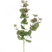 Branche d&#39;eucalyptus artificielle déco plante verte verte, rose 75cm