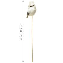 Article Figurine Décorative Hibou Blanc sur Tige en Bois 9 cm - 48 cm