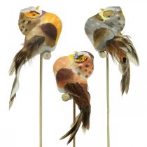 Bouchon déco hibou, décoration florale, hibou avec plumes H5,5cm 6pcs