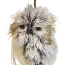 Article Figurines décoratives hiboux en peluche, lot de 2, 11 cm, blanc et brun