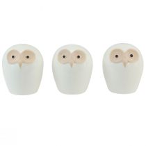 Article Chouette figurines décoratives céramique décoration animaux de la forêt blanc 11,5cm 3pcs