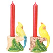 Article Bougeoir exotique oiseaux en céramique peint à la main H14,5cm 2 pcs